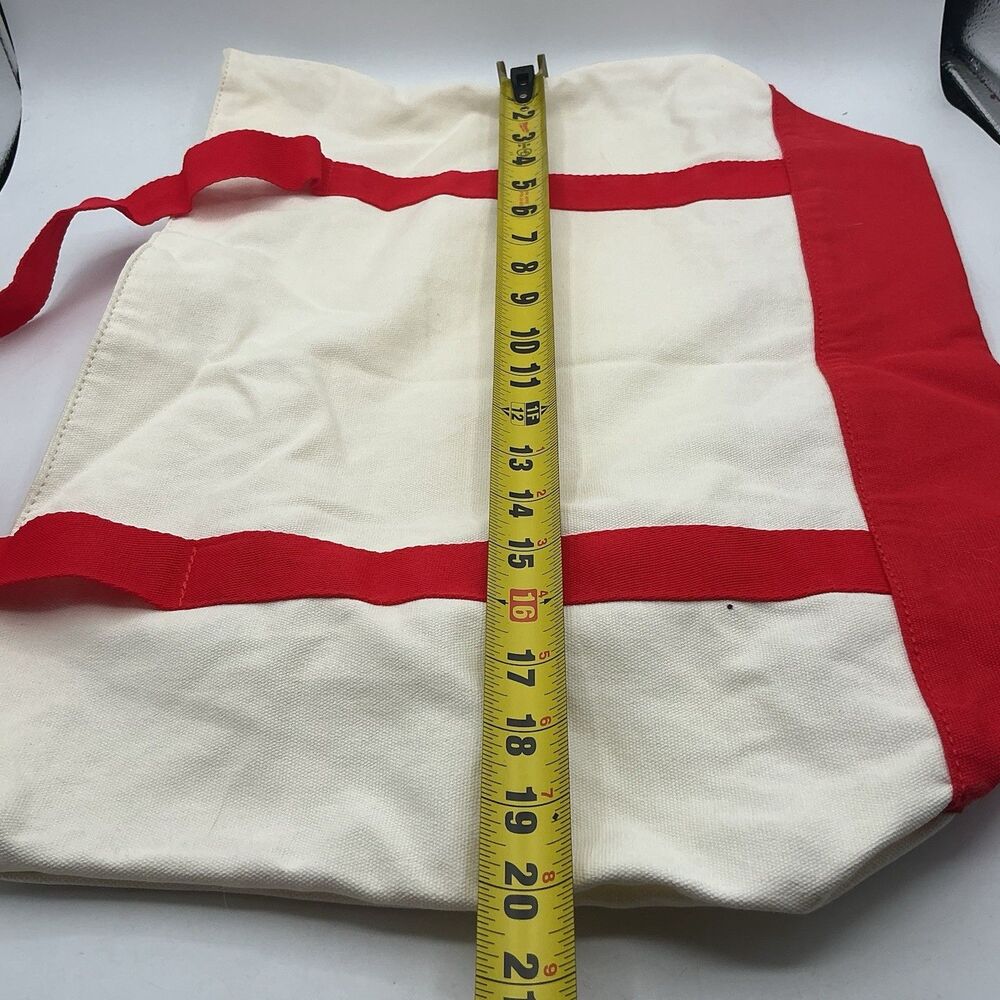 LEGO Logo Red Cream Canvas Tote Bag Reusable Shopping Bag New With Tags - Picture 4 of 6
